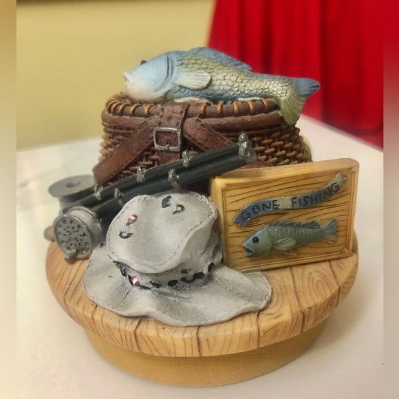 “ Our America Gift” Fishing Candle Jar Topper Fish Basket Rod Reel Net Outdoors. - Picture 2 of 11
